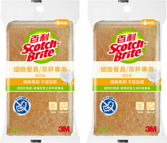 3M Scotch-Brite 百利 菜瓜布 細緻餐具茶杯專用, 2套, 5個裝
