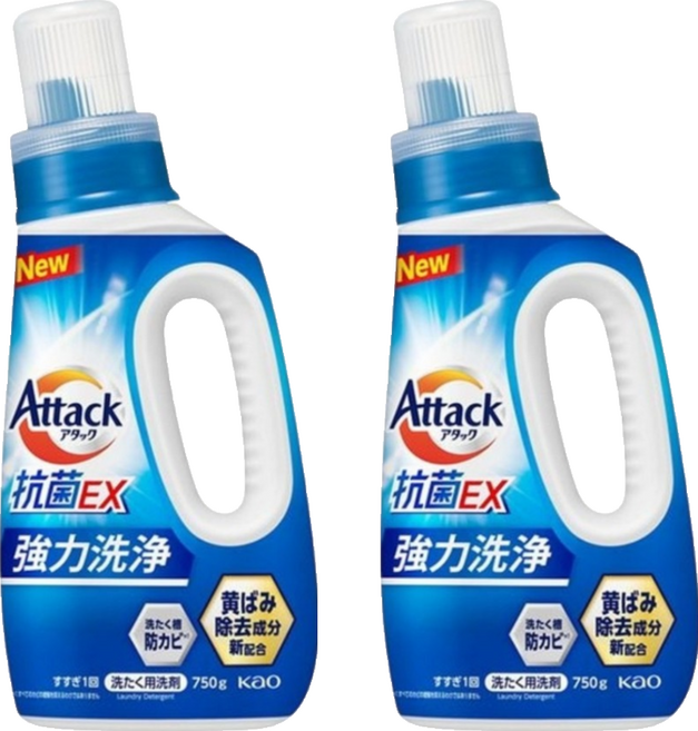 Attack 一匙靈 強效洗衣精 強效清潔去泛黃, 750g, 2個