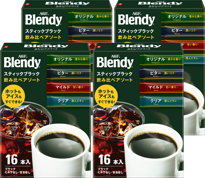 AGF Blendy 即溶黑咖啡 綜合風味, 2g, 4個, 16個裝