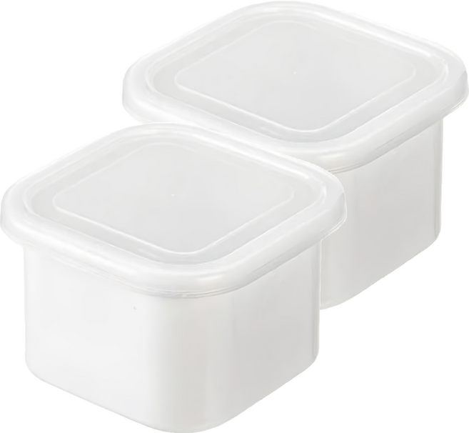SHIMOYAMA 日系純白風方形琺瑯保鮮盒(附蓋) M 600ml, 2組, 容器 + 蓋子