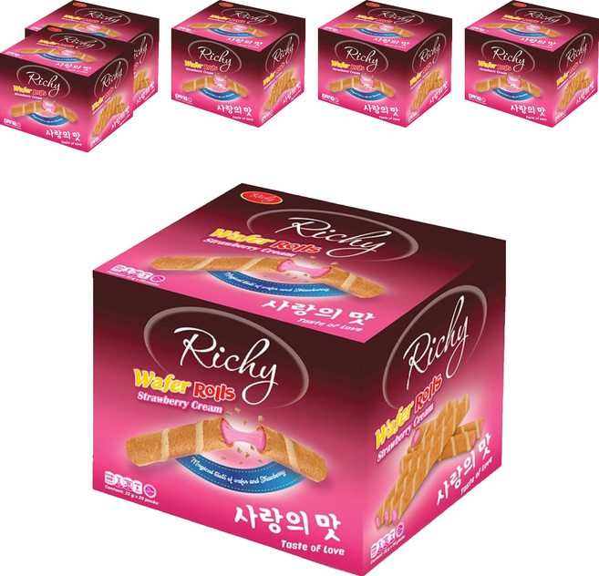 Richy 瑞奇 爆漿捲心三兄弟 草莓風味, 440g, 6盒