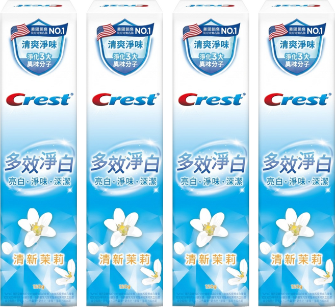 Crest 多效淨白牙膏 清新茉莉, 120g, 4個
