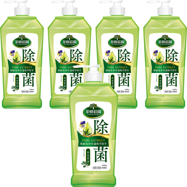 farcent 花仙子 茶樹莊園雙效蔬果食器洗滌液 草本萃淨, 1kg, 5個
