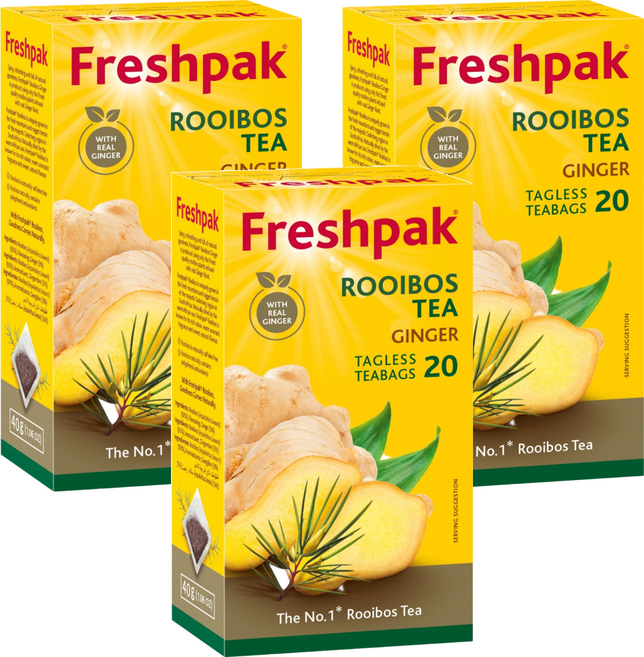 Freshpak 生薑風味 南非國寶茶 博士茶, 2g, 20包, 3盒