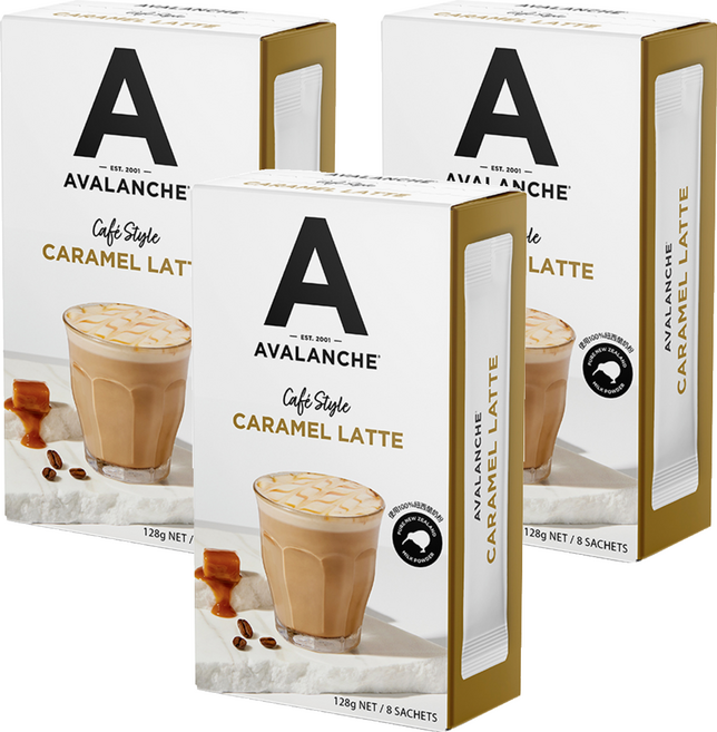 AVALANCHE 焦糖風味拿鐵即溶咖啡, 16g, 8包, 3盒