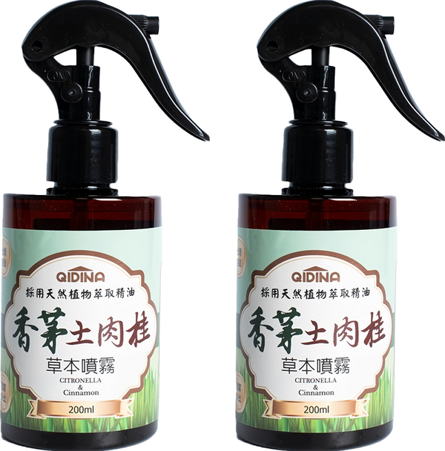 QIDINA 奇蒂可 天然草本香茅土肉桂噴霧, 200ml, 2瓶