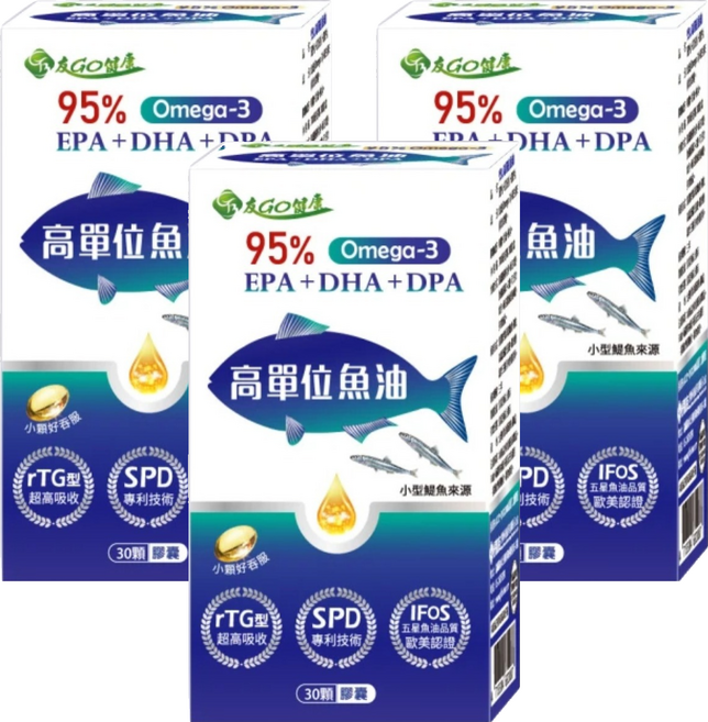 好朋友生物科技 95%Omega 3 高單位魚油 EPA + DHA + DPA, 30顆, 700mg, 3盒