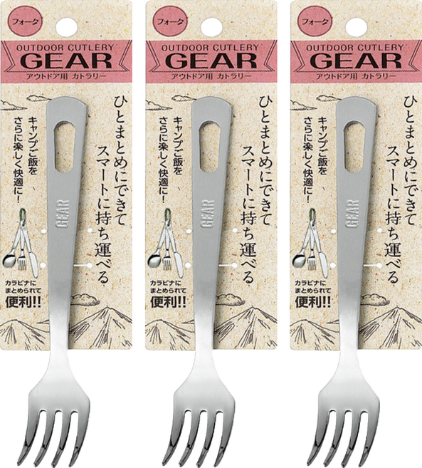 ECHO GEAR 日本製 可掛式不鏽鋼叉子 3支 銀色 露營野餐易於攜帶