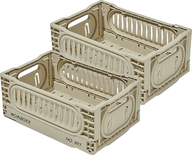 HOMBOXX 瓦特工業風收納盒 48L, 卡其色, 2個