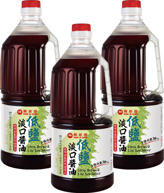 萬家香 純佳釀低鹽淡口醬油, 3個, 1.5L