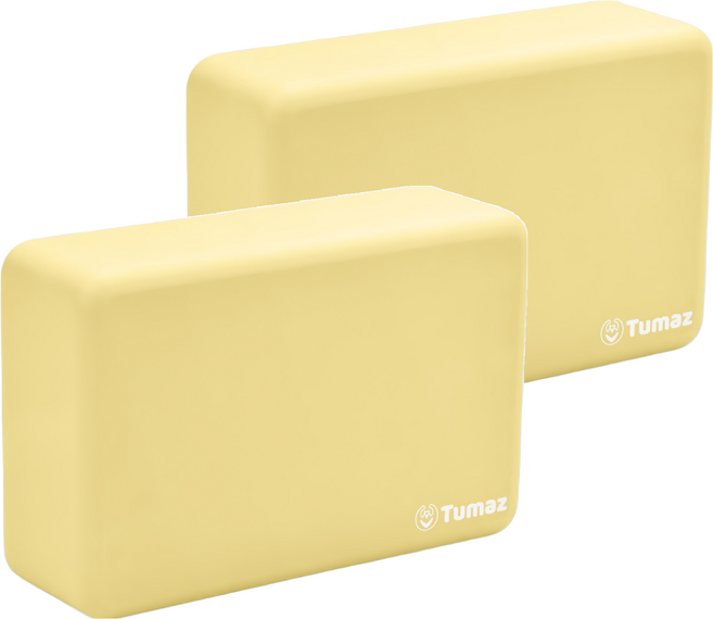Tumaz 月熊 EVA圓角瑜珈磚 50D高密度, 文心黃, 2個