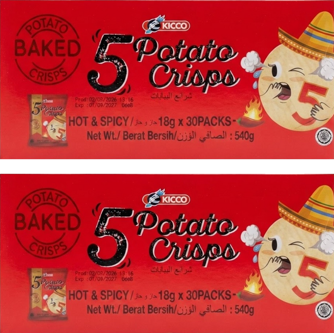 KICCO Five 洋芋薄脆餅 韓式辣味, 540g, 2盒