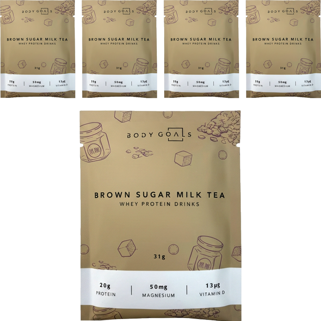 BODY GOALS 乳清蛋白飲 黑糖奶茶, 31g, 5個