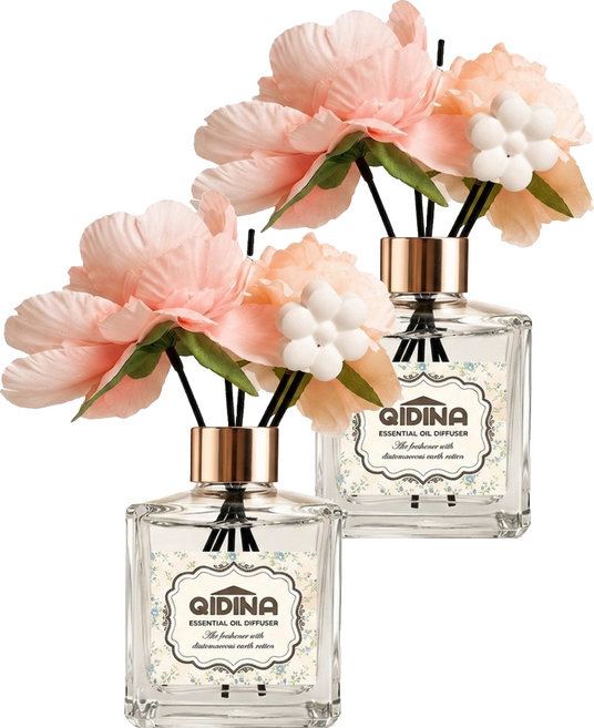 QIDINA 奇蒂娜 花香盛開珪藻土室內香氛擴香瓶, 2件, 200ml, 花香茉莉