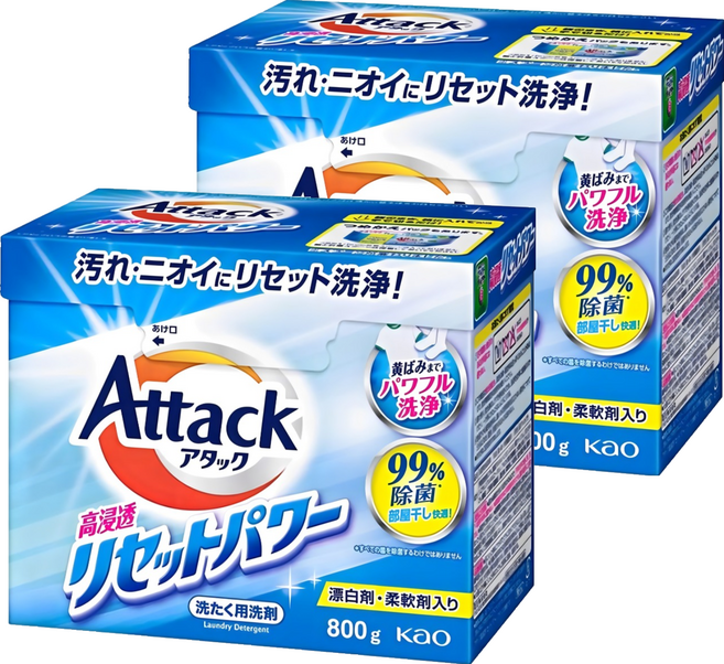 Attack 一匙靈 日本境內款 高浸透酵素洗衣粉, 800g, 2盒