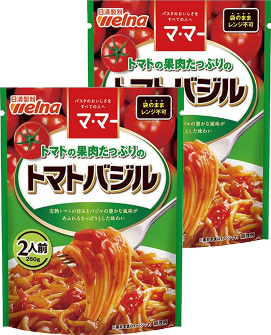 welna 日清製粉 mama 羅勒風味番茄義大利麵醬, 260g, 2個