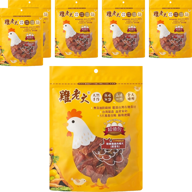 雞老大 犬用零食, 軟嫩雞腿肉嚼片, 230g, 6包
