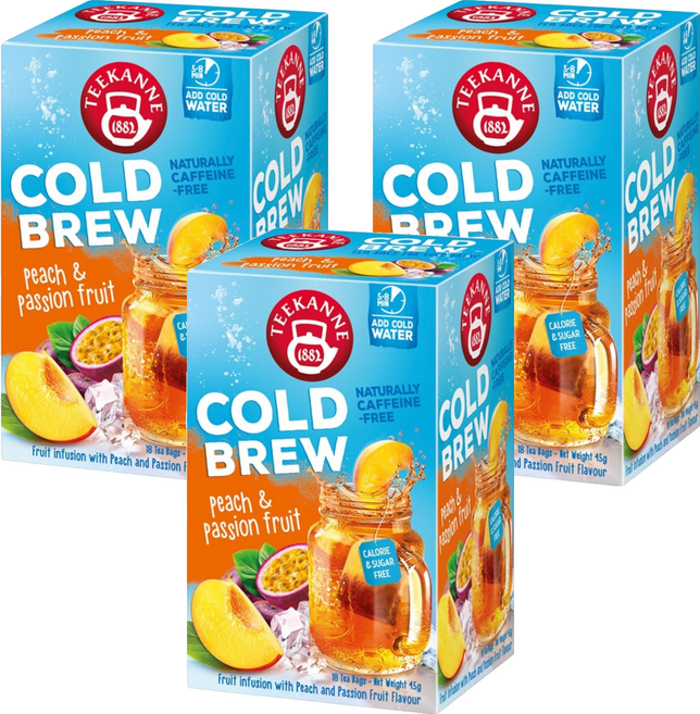 TEEKANNE 恬康樂 COLD BREW 冷泡茶系列 蜜桃百香果茶, 2.5g, 3套, 18個裝