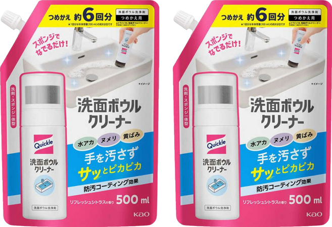 Kao 花王 Quickle 快麗萊 洗手台清潔劑 補充包, 2個, 500ml