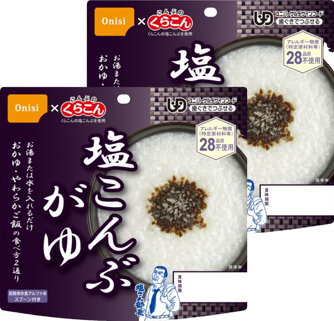 Onisi 尾西 乾燥餐 白粥 鹽昆布風味, 46g, 2個