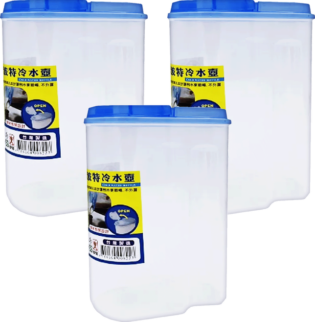 百貨King 波特塑膠冷水壺/桌上壺/冷熱飲壺, 2.5L, 3個, 藍色
