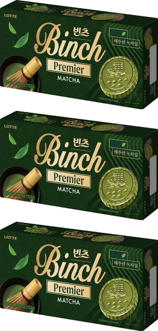 LOTTE 樂天 Binch 抹茶餅乾, 102g, 3盒