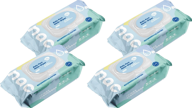 nac nac EDI 嬰兒潔膚柔濕巾 掀蓋式, 4包, 88張, 215gsm