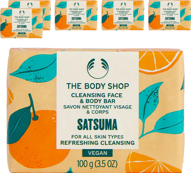 THE BODY SHOP 美體小舖 台灣公司貨 沙蘇馬水漾臉部&身體潔膚皂, 100g, 6個