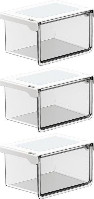 Kyhome 鏡櫃下抽屜式收納盒 黏貼式置物盒 中, 透明色, 3個