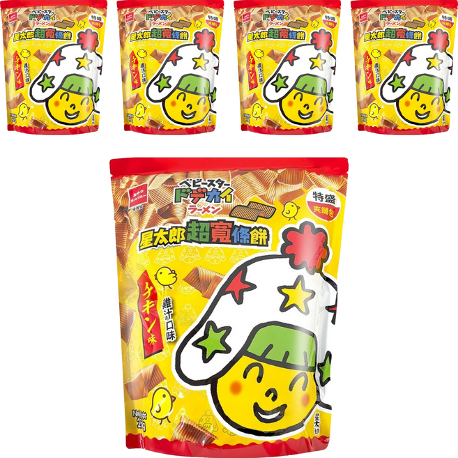 OYATSU 優雅食 BABY STAR 星太郎 超寬條餅 雞汁口味 特盛夾鏈包, 250g, 5包