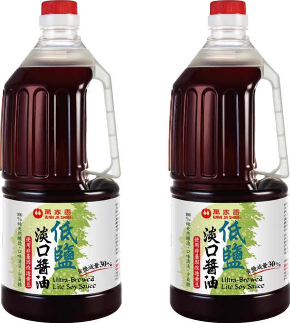 萬家香 純佳釀低鹽淡口醬油, 2個, 1.5L