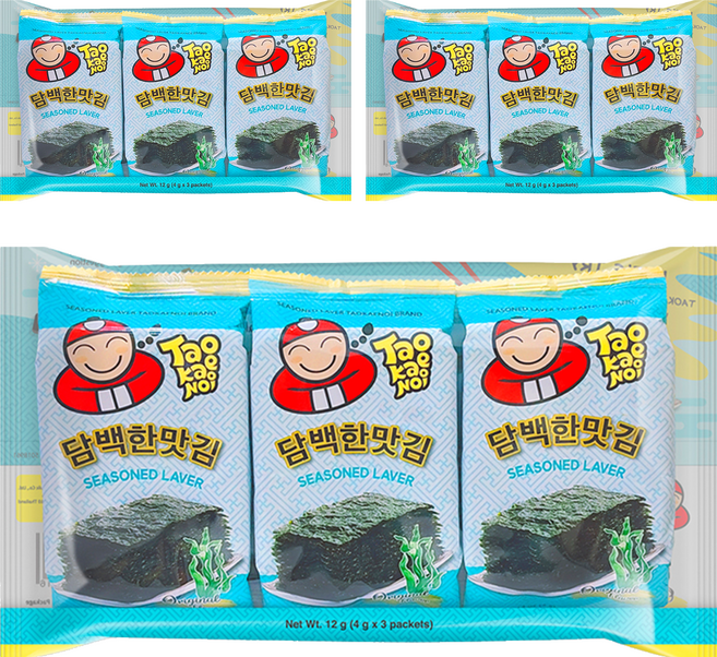 TAO KAE NOI 小老板 韓式海苔 原味, 12g, 3套