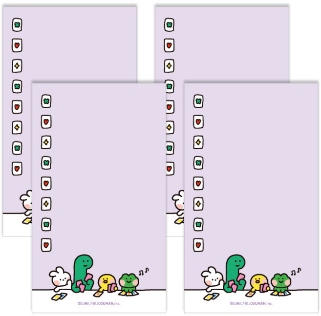 Flyingwhales LINE FRIENDS minini GUMAN 便條紙, 紫色, 4個, 50張
