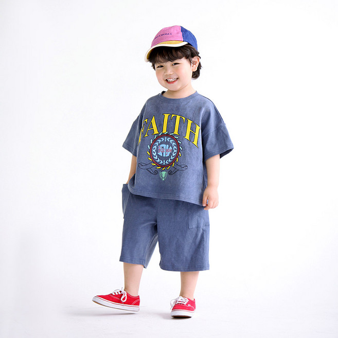 BOOMBOOMKIDS Merci Beaucoup 兒童透氣顏料染運動服上下套裝 SS23S09