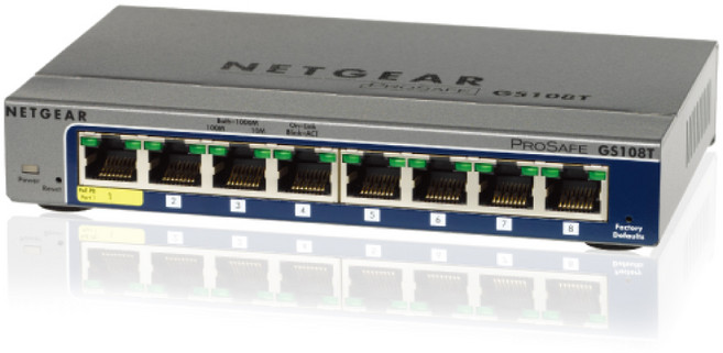 NETGEAR 8埠 Gigabit 智能網管 金屬殼 網路交換器, 1個, GS108T
