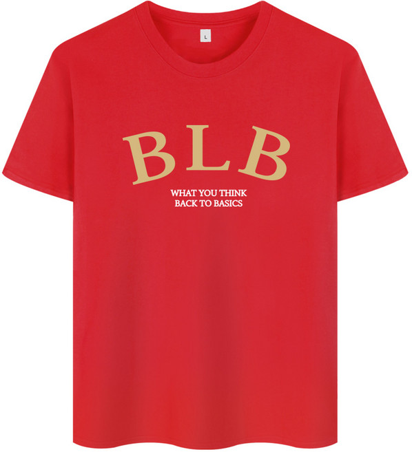 基本標籤 弧形BLB 透氣短袖T恤 BED_0028, 紅色