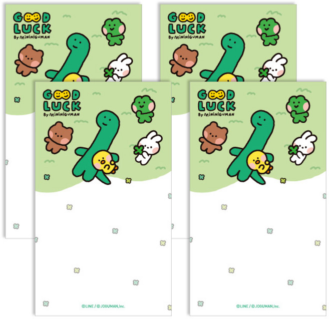 Flyingwhales LINE FRIENDS minini GUMAN 便條紙, 綠色, 4個, 50張
