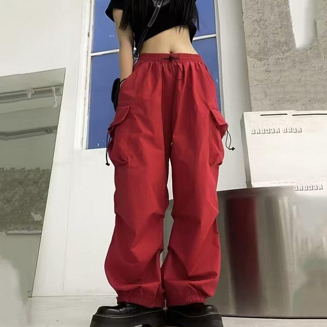 Elsso 女款大口袋鬆緊帶抽繩工裝褲