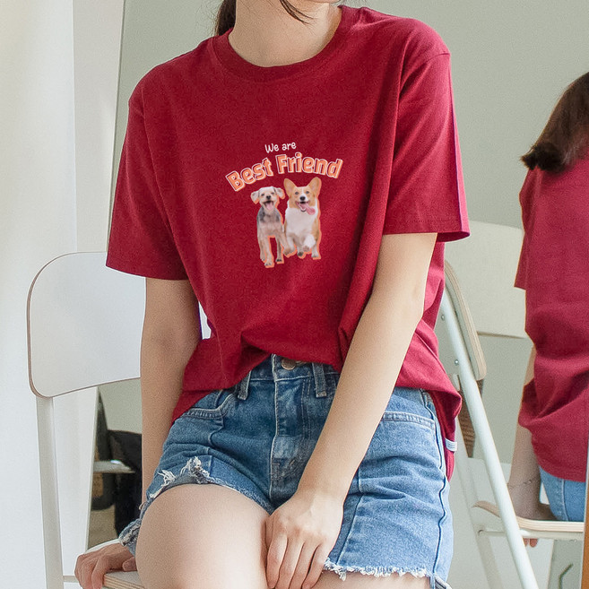 Humble Studio 女款小狗印花女款棉T 32支紗薄款短袖T恤 KK_79_083