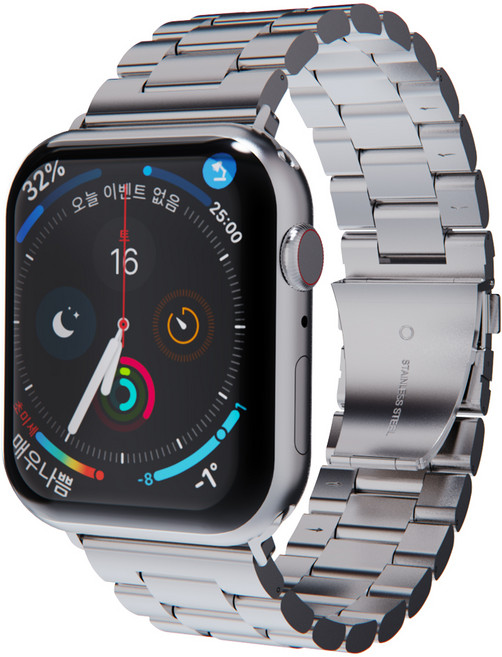 miaK Apple Watch金屬錶帶 42/44/45mm適用, 銀色