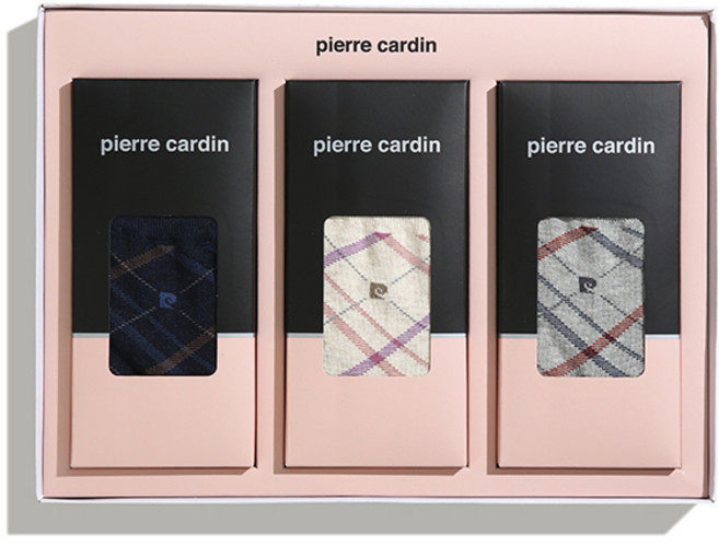 pierre cardin 皮爾卡登 女性用 Ever格紋襪 禮物3件組 + 提袋