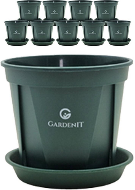 Gardenit 原創開縫盆 + 底盤 套組, 深綠色, 10組