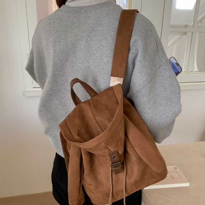 PEONIST 女款連帽兔耳休閒後揹包, 棕色