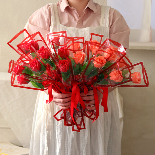 Scent Basket 線條香皂花單支花束, 紅色氛圍, 20個