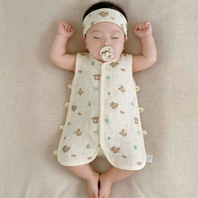 MSKIDS 新生兒用柔軟無袖紗布睡眠背心