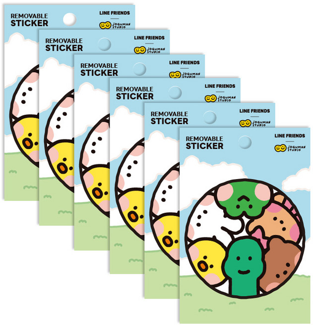 Flyingwhales LINE FRIENDS minini guman 可撕除貼紙, 6個, 圓圓烏龜
