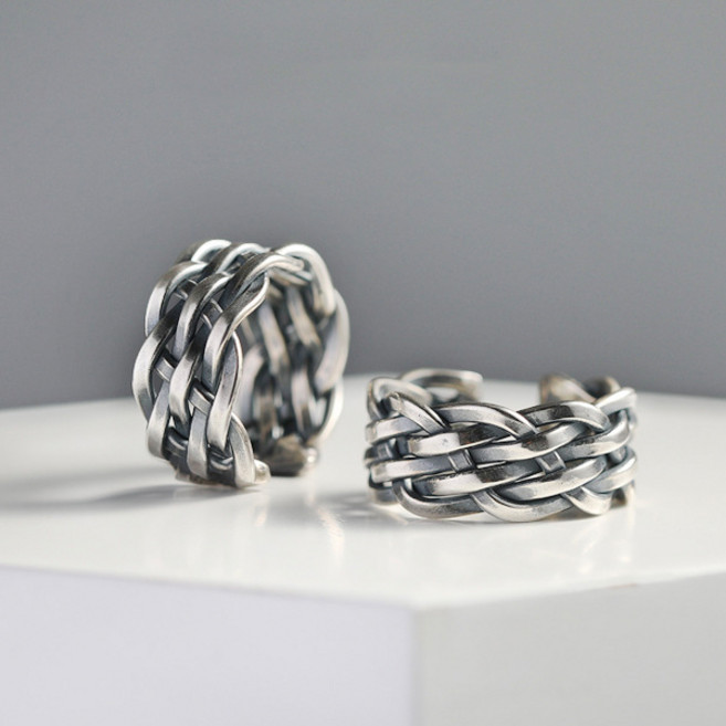 Stone Jewelry 男士用 925 麻花戒指