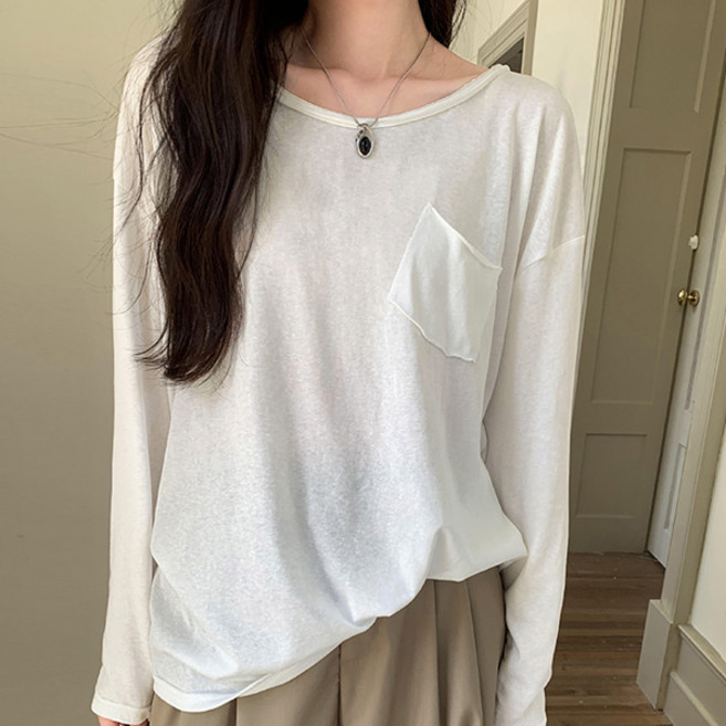 LUNA GIRL 女款 Carlson 口袋長袖T恤 L24FT072312
