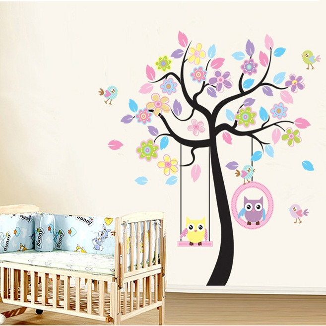 WE CHAMP 貓頭鷹 可愛浪漫動物樂園 DIY 環保壁貼 90 x 60cm WTB-744