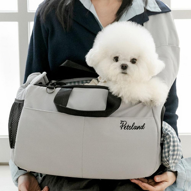 PETSLAND 寵物舒適斜背包 灰色 1個 L